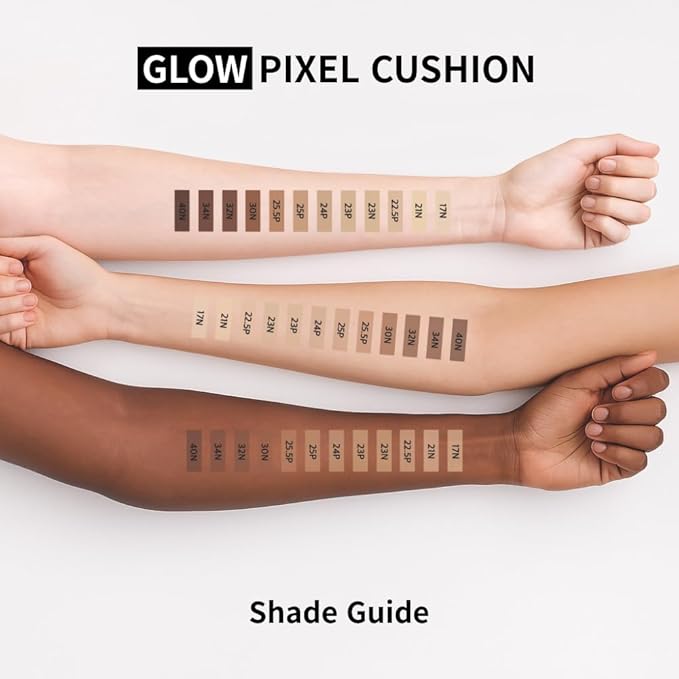 EITHER& Glow Pixel Cushion Foundation, Glowy Skincare, Korean Makeup, Natural Coverage, Moisturizing, Lightweight, Long Lasting Coverage for Flawless Skin (21N Natural)