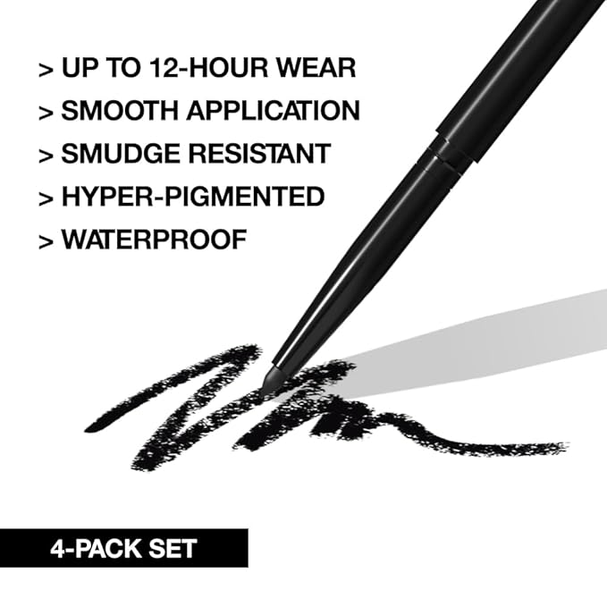 evpct 4Pcs White Blue Eyeliner Pencils Set for Eyes, Black Brown Eye Liner Pencil Makeup Waterproof Smudge Proof, Colored Gel Waterline Eyeliner Liquid, Face Eye Paint Stick Lipstick Halloween Makeup