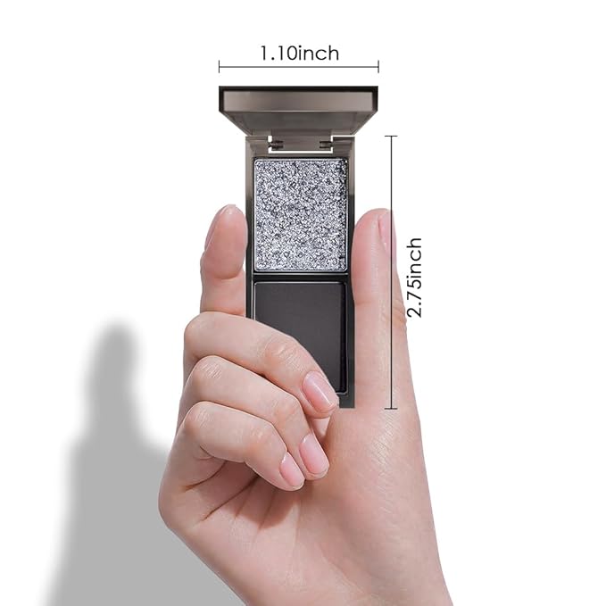 AMY'S DIARY 2 Color Shimmer Silver Black Eyeshadow Palette – Shimmer matte Shades eye shadow for Eye Makeup, Long-Lasting & Highly Pigmented, Vegan & Cruelty-Free for woman (01#)