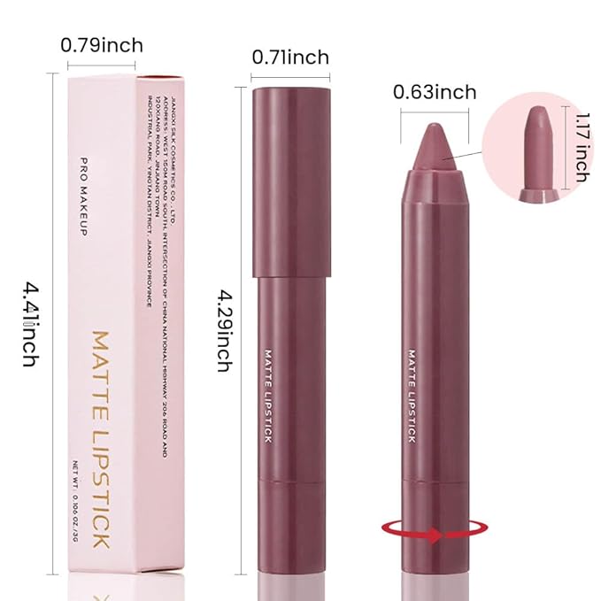 BINGBRUSH Lip Crayon Matte Longwear Lipstick Pack Set,Moisture Smooth Color Stick Ultimate Lip Crayon for Makeup Collection - Waterproof Velvet Lipgloss (2pcs 04#&07#, 2 Count (Pack of 1))