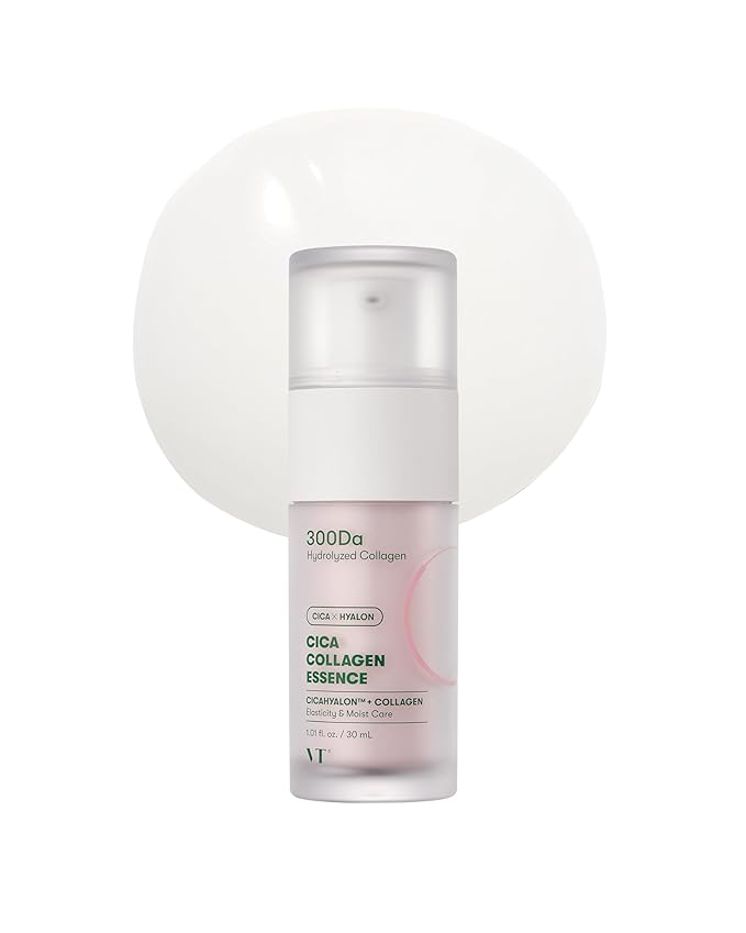 VT COSMETICS Cica Collagen Essence, 300Da Collagen Extract & Peptide Complex for Firming, Plumping, and Improving Skin Elasticity. Korean Skincare, Pink Collagen Serum