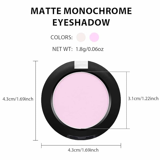 Single Nude Pink White Matte Eyeshadow,Monochrome Eye Shadow,Apply Makeup Easily,Matte Pressed Powder Single Eyeshadow,24 Hour Eye Makeup Longwear Waterproof