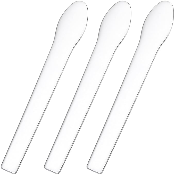 3pcs Mini Metal Makeup Spatula, Silver Reusable Cosmetic Cream Spatulas Spoon, Skincare Scoop Applicator Facial Massage Beauty Tools for Mixing and Sampling Face Eye Cream- 2.73"×0.43"