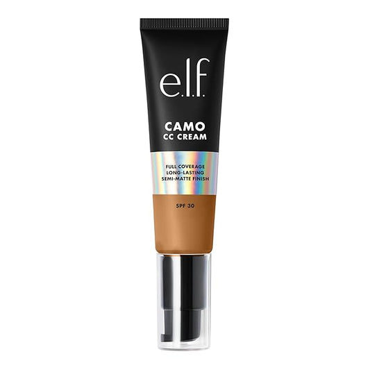 e.l.f. Camo CC Cream, SPF 30 Color-Correcting Medium-To-Full Coverage Face Foundation, Delivers An Airbrushed Finish, Vegan & Cruelty-Free, Tan 400 W