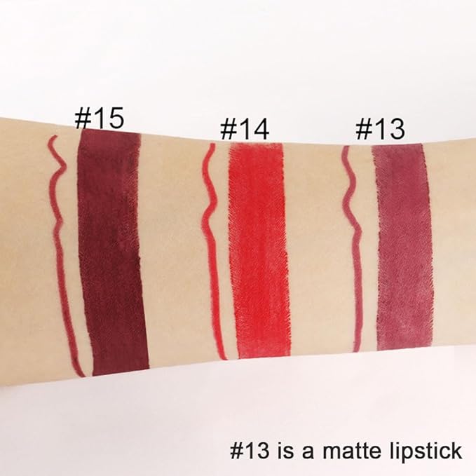 Kaely 2-in-1 Dark Deep Red Lip Liner & Lipstick Set Kit for Women, Matte Lips Kit with Lip Liner Lip Stains Long Lasting Waterproof 24 Hour Lipstick and Lip Liners Combo Lipliners Pencil Set 15