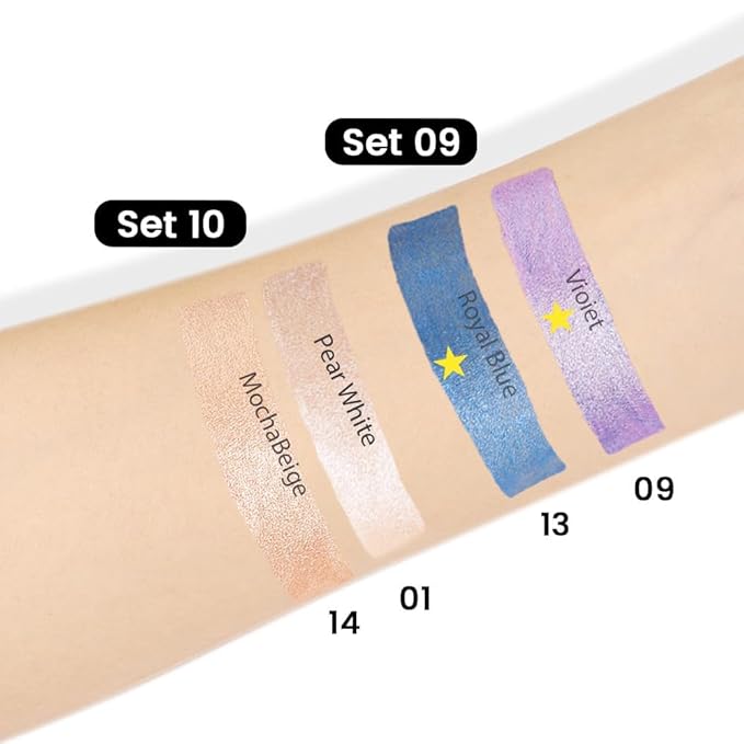 evpct 2Pcs Cream Eyeshadow Sticks Set for Eyes Violet & Royal Blue Shimmer Eye Crayon Shadow Brightener Stick Pencil Pen Bulk sombras en crema para ojos 09+13