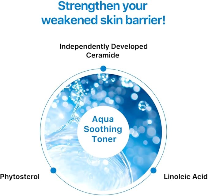 Real Barrier Aqua Soothing Toner 6.76 Fl Oz, Moisturizing to Soothe Heated Skin, Hyaluronic Acid Cooling Soothing Toner, Mildly Acidic Toner with Hypoallergenic Cooling Ingredient, Korean Skincare