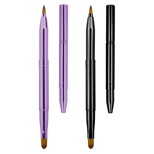 Unaone [2 Pack] Lip Brush for Lipstick, Retractable Lip Brushes, Dual-ended Makeup Brush for Lipstick Lip Gloss, Include Lid