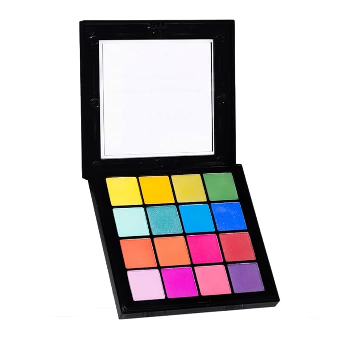 Palladio Ultimate Pro Eyeshadow Makeup Palette, 16 High-Pigmented Powder Colors, Matte, Shimmer, Satin Finishes, Color Crush