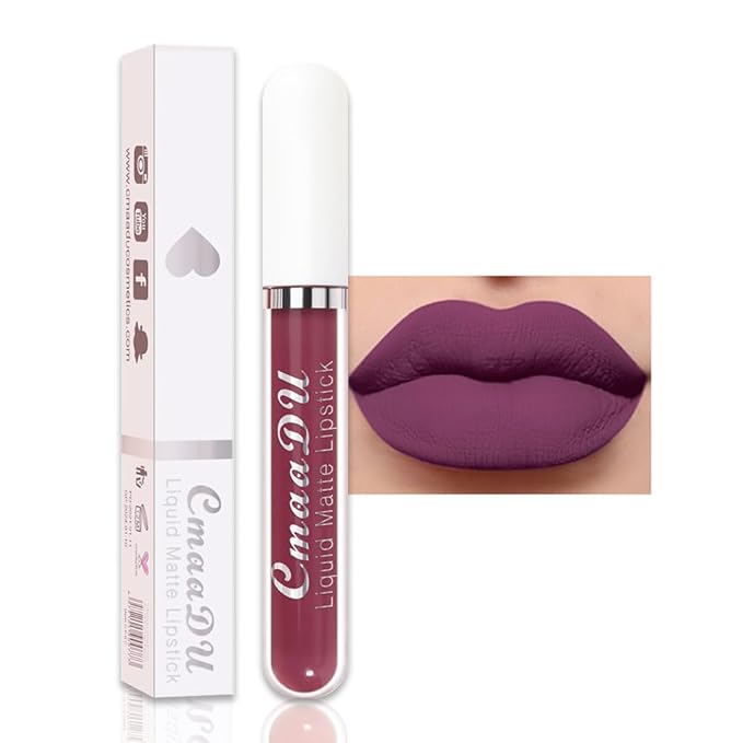 evpct 1Pcs Purple Liquid Matte Lipstick Lipgloss Set for Women, labiales mate 24 horas originales matte larga duracion 24 Hour Lipstick Lip Stains Long Lasting Waterproof 24, 11#