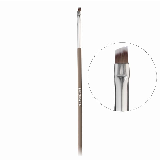 Sandstone Scandinavia Soft Collection Makeup Brush - Professional Premium Eyeliner brush for applying and blending eyeliner. Angled bristles. Vegan Makeup brush for all skin types