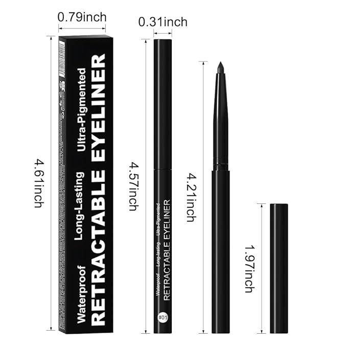 evpct Black Eyeliner Pencils for Eyes, Black Colored Eye Liner Pencil Makeup Waterproof Smudge Proof, Colored Gel Waterline Eyeliner Liquid, Face Eye Paint Stick Lipstick Pen Halloween Makeup