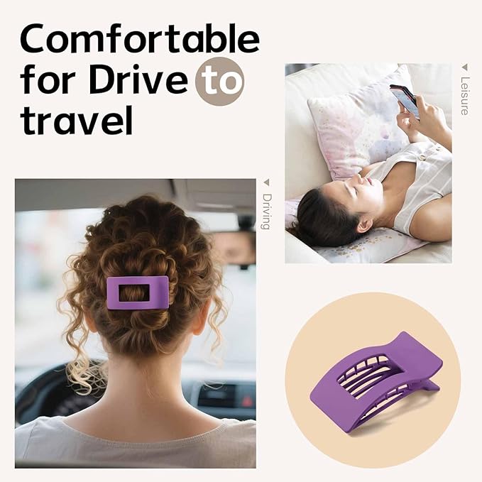 8 Pack French Flat Hair Clips for Women – Large Matte No-Slip Claw Barrettes for Thick & Thin Hair, Strong Hold Styling Accessories (Green and Purple)