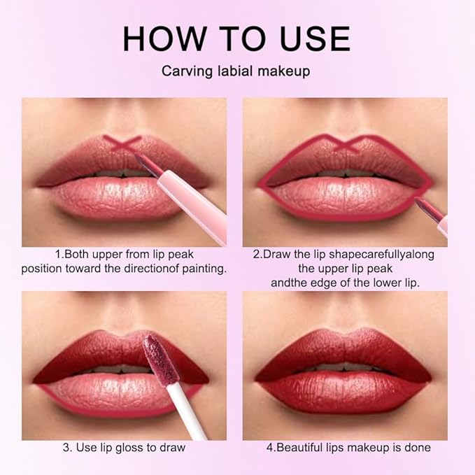 evpct Dark Red Metallic Glitter Lip Liner and Lipstick Combo Lip Gloss Stain Set Makeup for Women Long Lasting Waterproof 24, Wine Red Frosted Metallic Shimmer Glossy Chrome iridescent Liquid Lipstick