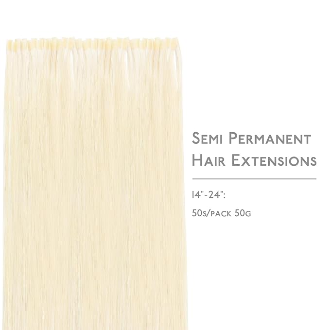 WENNALIFE U Tip Hair Extensions Human Hair, 50g 50s 14 Inch Platinum Blonde Remy Hair Extensions K Tip Hair Extension Real Human Hair Invisible Straight Keratin Hair Extensions