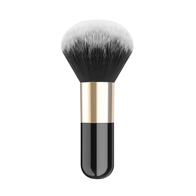 Luxspire Powder Makeup Brush, Flat Kabuki Brush, Single Large Makeup Brush Soft Face Mineral Powder Foundation Brush Blush Brush for Blending Makeup, Black & Gold