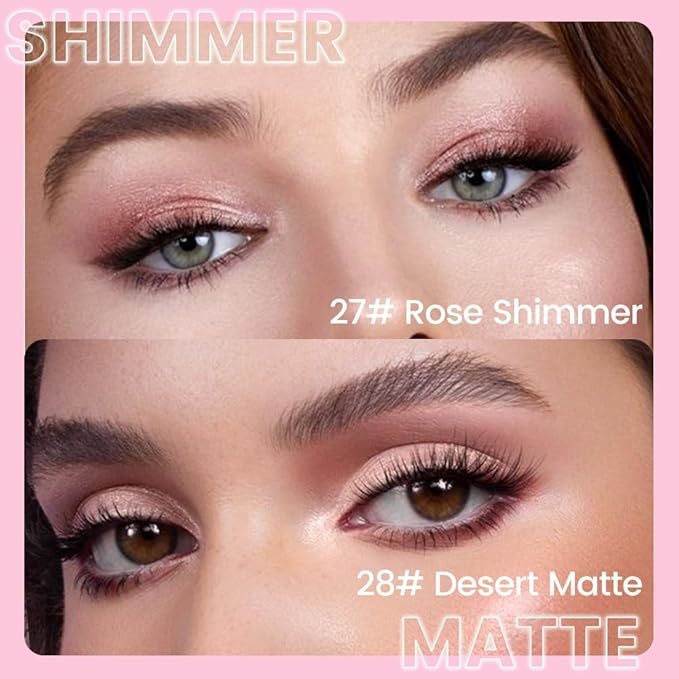 evpct 2Pcs Cream Eyeshadow Sticks Set for Eyes Waterproof, Rose Shimmer & Desert Matte Cream Eyeshadow Applicator Stick Pen, Long Lasting High Pigmented Eye Shadow 27 + 28