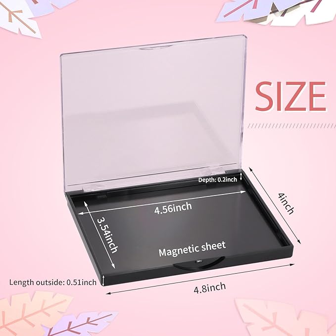 Empty Magnetic Eyeshadow Palette with Clear Top, Travel Makeup Organizer with 40Pcs Adhesive Metal Stickers For DIY Your Own Eyeshadow Lipstick Blush Powder (Small Palette - 4.8'' x 4'')