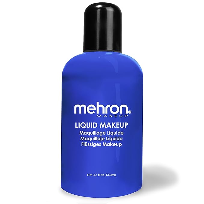 Mehron Makeup Liquid Makeup | Face Paint and Body Paint Perfect for Halloween, Cosplay I Air Brush Compatible 4.5 oz (133 ml) (Blue)