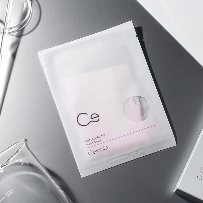 CELONIA Signature Bio Facial Sheet Mask, Stem Cell Deep Hydrating Face Mask, Anti Aging Treatment For Healthy Glowing Skin, Minimize Pores, Reduce Fine Line, Boost elasticity, Correct Redness 5PC
