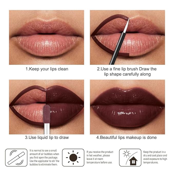 Kaely Longwear No-Budge Lipstick for Women, Highly Pigmented Liquid Lip Color Makeup, Non-Transfer Lip Gloss Stain Waterproof Smudge Proof 24 Hour, Instant Shine, Vegan & Cruelty-Free, 10 FEARLESS