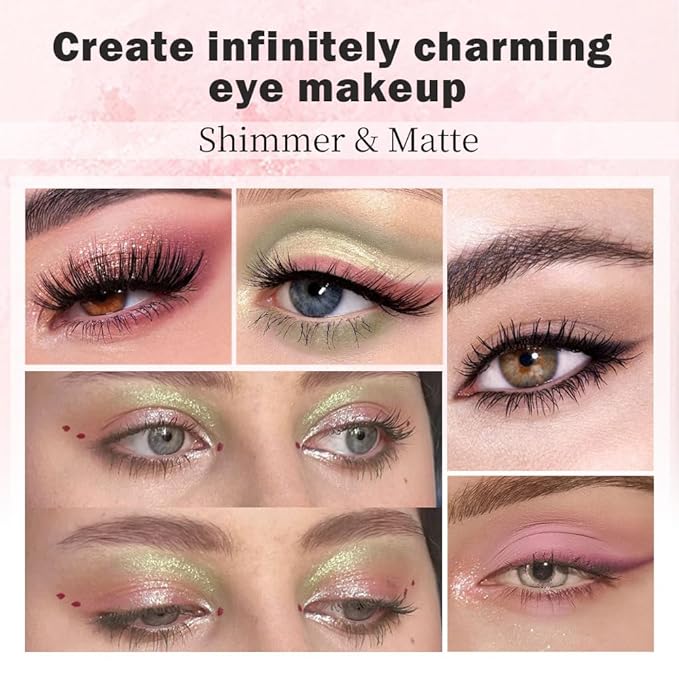 Nude Pink 7Colors Eyeshadow Makeup Palette with Mirror,Green Natural Neutral Eye Shadow Palettes for Older Women,Long Lasting Naturing-Looking,Lightweight,Waterproof,Eye Makeup Kit Travel Size,Vegan