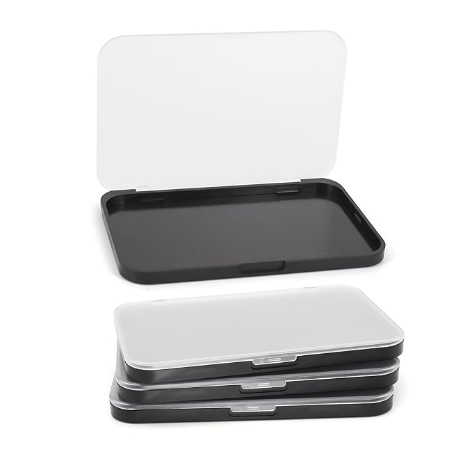 Magnetic Makeup Palette with Frosted Clear Top, 3Pack Empty Eyeshadow Dispensing Storage Box with 60Pcs Adhesive Metal Stickers for DIY Cosmetics Blush Powder-6.69"X4.41"Palette