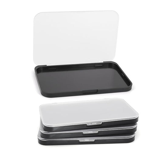 Magnetic Makeup Palette with Frosted Clear Top, 3Pack Empty Eyeshadow Dispensing Storage Box with 60Pcs Adhesive Metal Stickers for DIY Cosmetics Blush Powder-6.69"X4.41"Palette