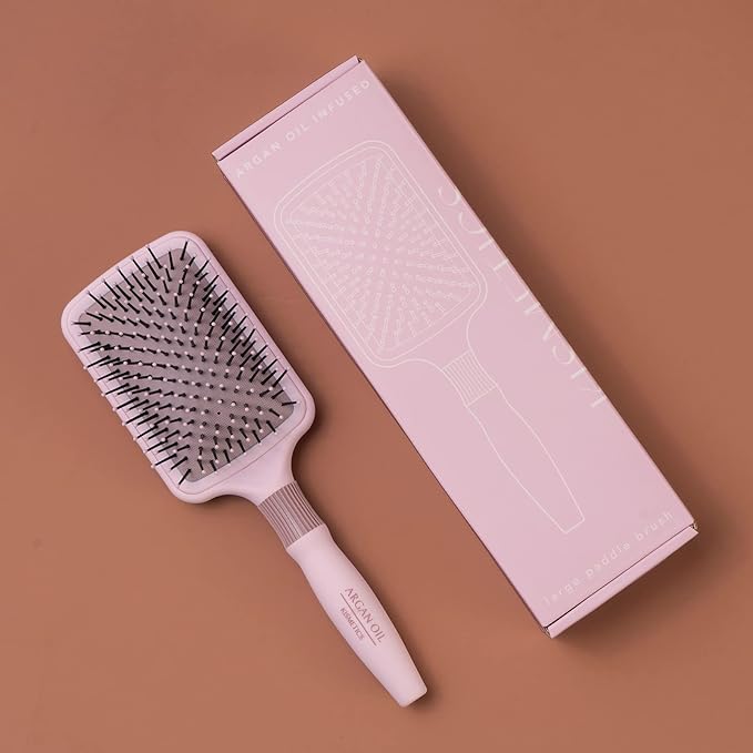 Argan Oil Infused Hair Brush, Large Paddle, Gentle Detangling, Scalp Massage, Blowdry, for Long Hair and All Hair Types, Non Slip, Lightweight, 35.274 Ounces