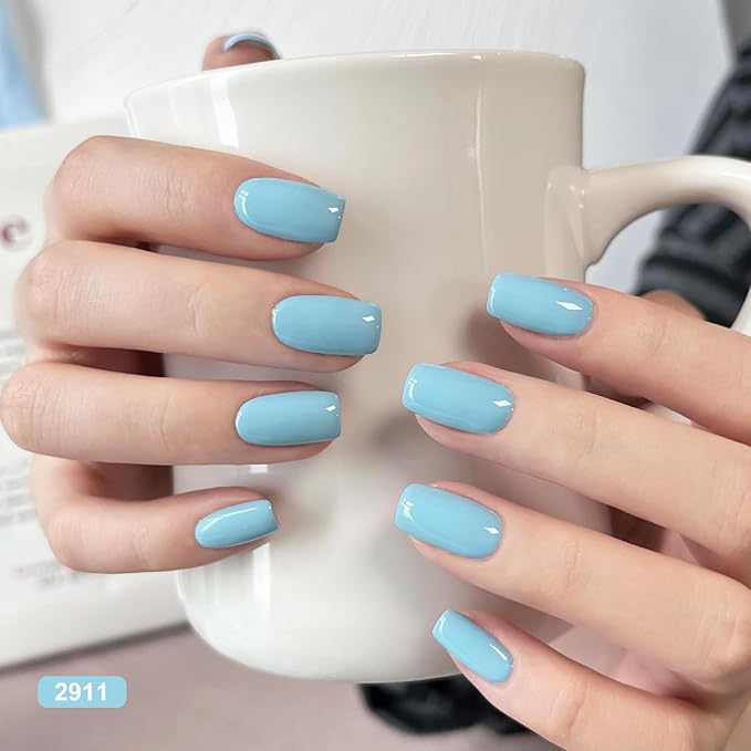 GAOY Blue Gel Nail Polish, Royal Navy Baby Bright Llight Blue Gel Polish Kit for Salon Manicure and Nail Art DIY at Home