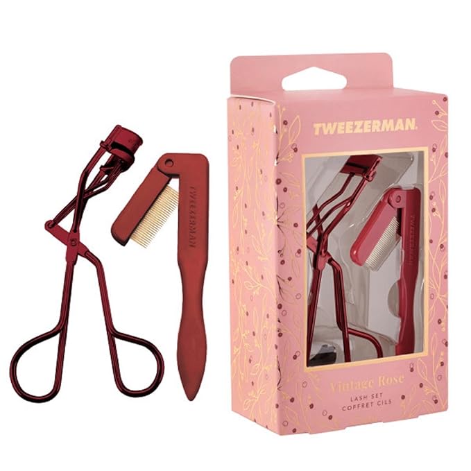 Tweezerman Vintage Rose Lash Gift Set - Makeup Eyelash Tool for All Eye Shapes