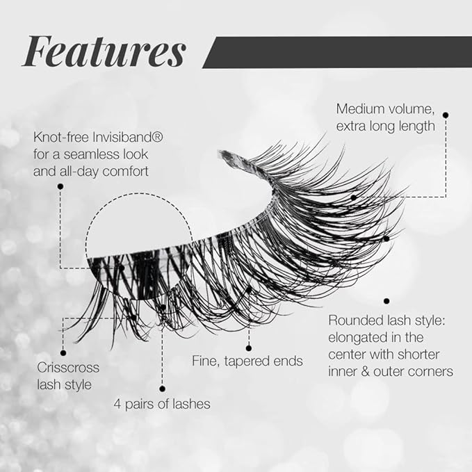 Ardell 3D Faux Mink Lashes 853 - Reusable Wispies Eyelashes with Invisiband for Seamless Volume, 4 Pairs
