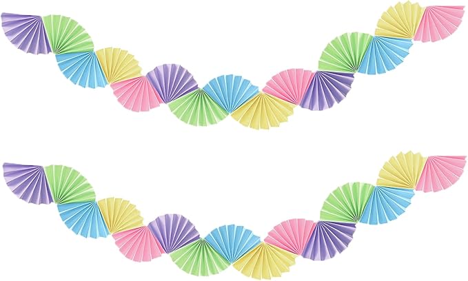 Banner Garland Fan-Shaped, Macaron Colors Wall Decor Party Decorations for Birthday Wedding College Nurse Graduation Christmas Holiday, Festive Supplies