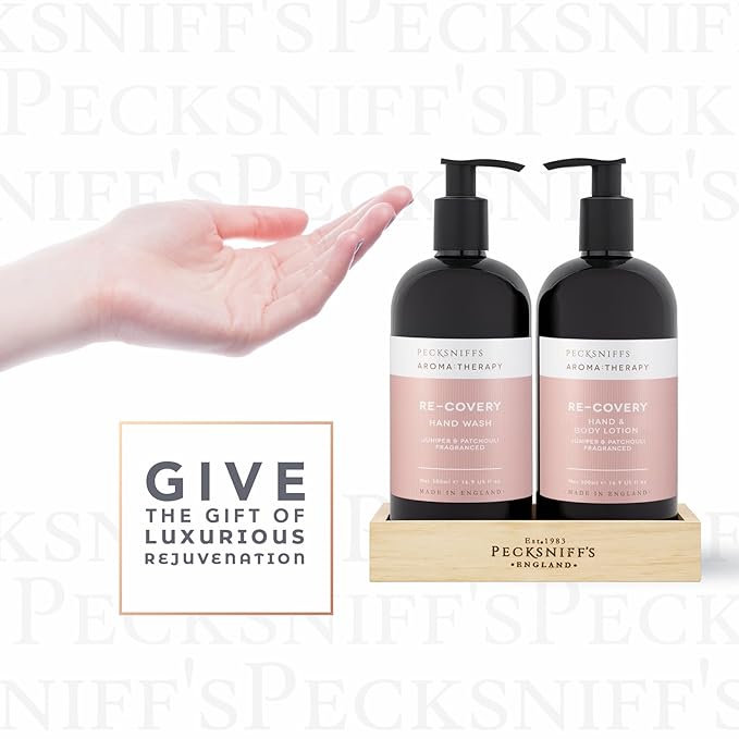 Pecksniff's Aroma:Therapy Re-Covery Duo Caddy, 500 ml/16.9 fl oz Hand Wash and 500 ml/16.9 fl oz Hand & Body Lotion