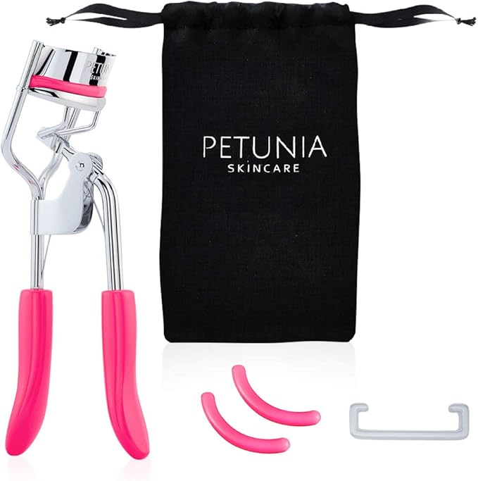 Silicone Eyelash Curler with Refill Pads & Satin Pouch Designed for No Pinching or Pulling and Perfect for Those with Straight Flat Lashes Wanting Dramatic Long Lasting Seamless Curls