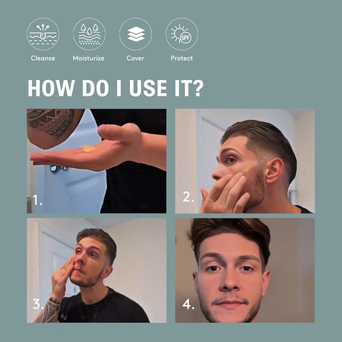 Invisible Foundation for Men – Medium-Coverage, Lightweight & Hydrating | Natural Look Makeup | Oil Control & Sweat-Resistant | 4 Shades | Fresh Canvas