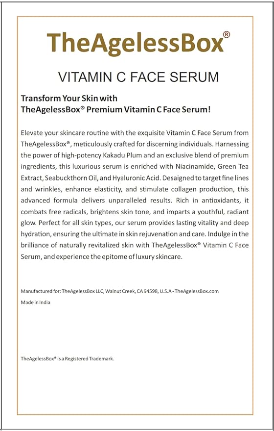 Ayurvedic Vitamin C Face Serum – Anti-Aging, Brightening & Hydrating – Face Serum with Kakadu Plum, Niacinamide & Hyaluronic Acid for Glowing, Radiant Skin – Vegan & Cruelty-Free – 30ml