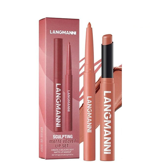 Lip Liner + Lipstick Set (12 Shades Available) -Matte Lipstick for Women, Silk Finish Hydration Lip Kit, Waterproof Smooth Creamy Texture, Bold to Nude Shades for Daily & Party Wear, Makeup Gift (05)