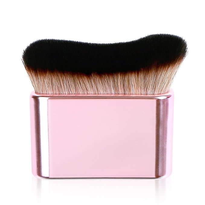 Yoseng Self Tan Brush for Body - Self Tanner Brush with Wavy Vegan Bristles, Pink Rose Gold Handle - Multiuse Body Makeup Brush for Sunscreen, Lotion & Tanning Mousse