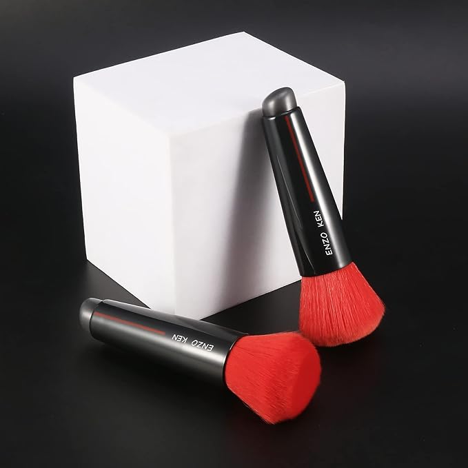 Kabuki Powder Foundation Brush, Powder Contour and Bronzer Brush, Portable Travel Kabuki Foundation Brushes, Foundation Brush for Liquid Blush, Angled Concealer Brush, Cream Blending Brush