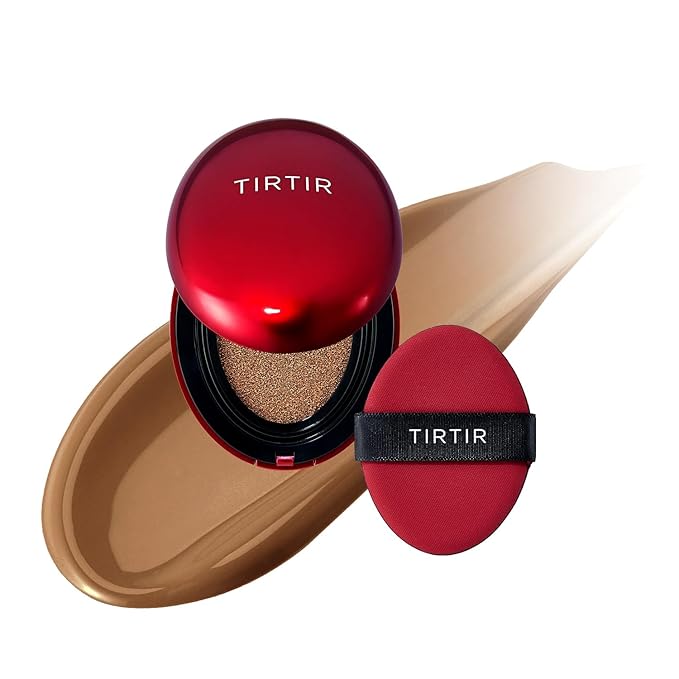 [*Mini Size*] TIRTIR Mask Fit Red Cushion Foundation | Full coverage, Weightless, Skin fit, Satin Glow Finish, Korean Makeup, beauty, Tattoo cover up, Buildable (#43N Deep Cocoa, 0.15 Fl Oz)