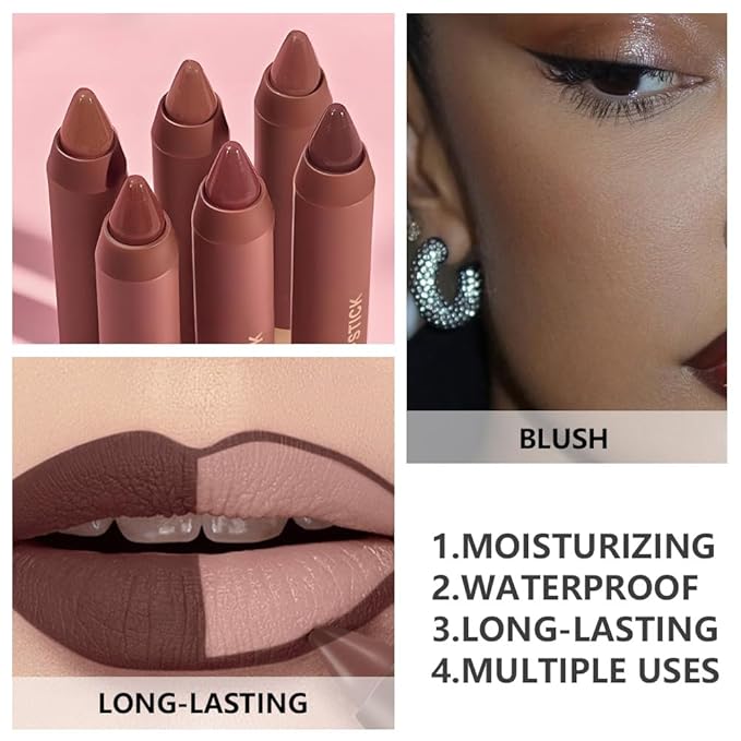 BINGBRUSH 2 in 1 Lip Liner and Lipstick Combo, Matte Lipstick Long Lasting Waterproof Lip Pencil Crayon, Smudge Proof Lip Stain,Hign Pigmented Women’s Makeup (06#Midnight Mocha)