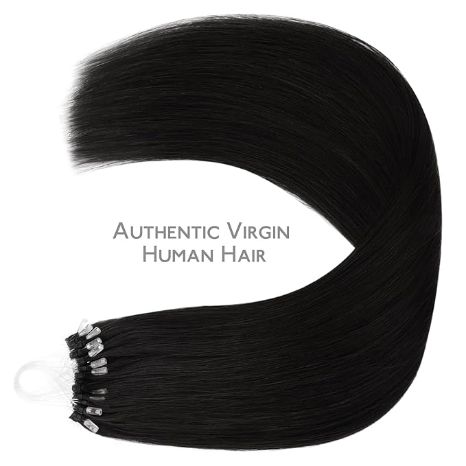 WENNALIFE Microlink Hair Extensions Human Hair, 50g 50s 14 Inch Jet Black Remy Micro Bead Hair Extensions Real Human Hair Micro Link Micro Loop Micro Ring Hair Extensions Invisible Straight Microlinks