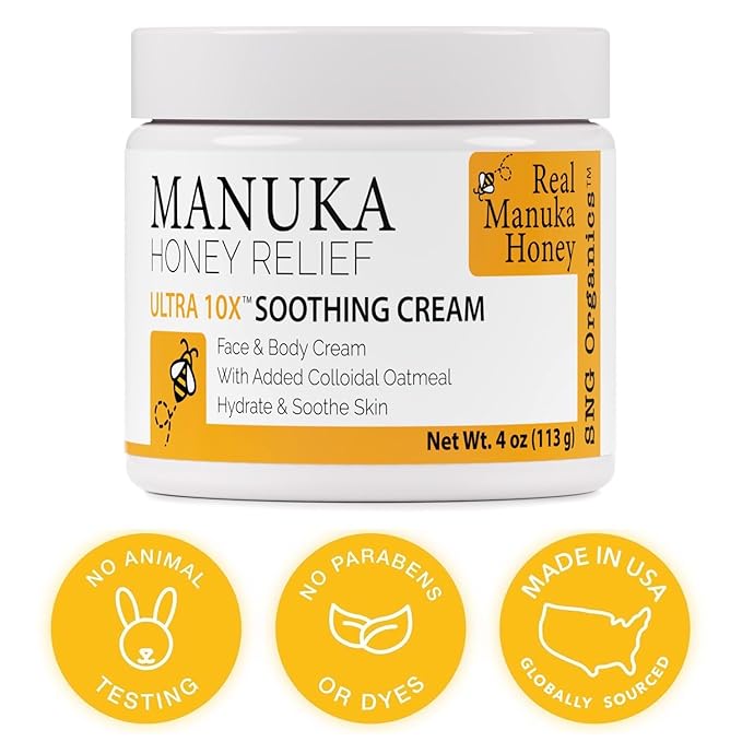 Super Natural Goods Manuka Honey Cream (4oz) – Hydrating Lotion for All Skin Types Suitable for Kids and Adults | Moisturizing Body Cream with Real Manuka Honey Aloe Vera Juice and Cocoa Butter