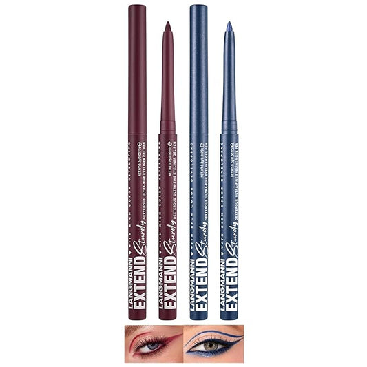 LANGMANNI 2Pcs Metal Colorful Eyeliner Pencil Set - Matte & Shimmer Eye Makeup,Smooth Use Long-Lasting & Waterproof Eyeliner Set(#07+08)