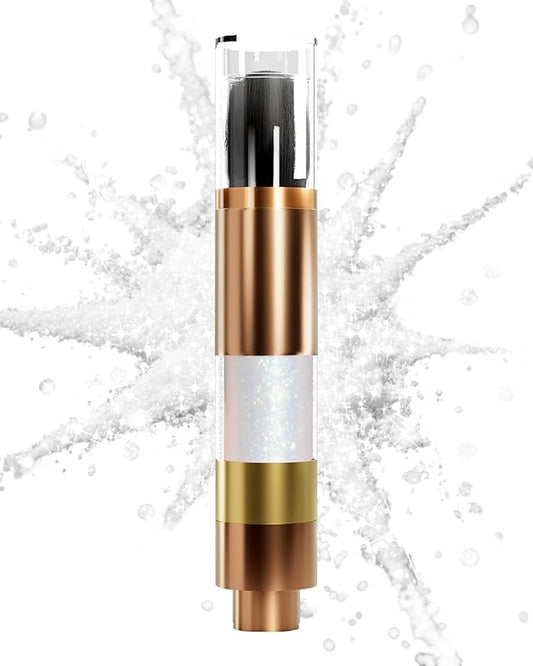 Highlighter Powder with Brush | 3D Contouring & Radiant Glow for Face, Body & Hair | Pearlescent Shimmer, Long-Lasting & Buildable Coverage | Women's Makeup for Daily & Special Occasions