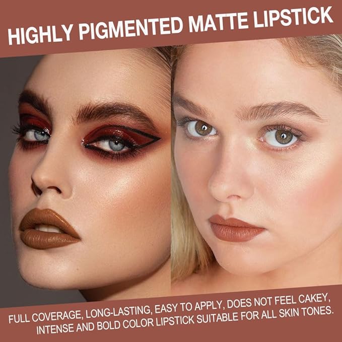 BINGBRUSH 2-in-1 Gradient Lip Liner & Lipstick Combo,2Pcs Matte Longwear Waterproof Lip Pencil with Cone Tip,Smudge Proof Crayon for Flawless Ombre Contour,Women's Long Lasting Makeup Set (01#&04)