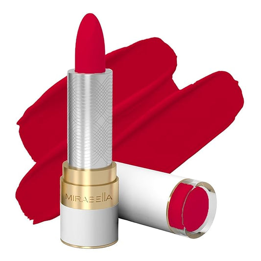 MIRABELLA - Sealed with a Kiss Smudge Proof Lipstick, Long-Lasting No-Bleed Lip Makeup, Hydrating Lip Color with Vegan Lanolin & Vitamin E, Perfect Red