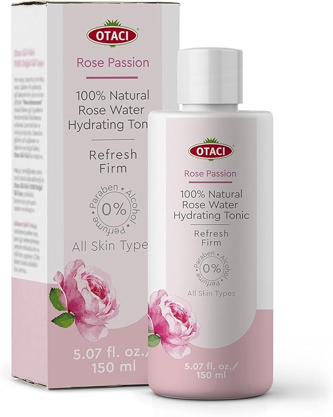 OTACI Rose Passion 100% Natural Rose Water Hydrating Toner, Facial Skin Moisturizer Hydrating Natural Cleanser