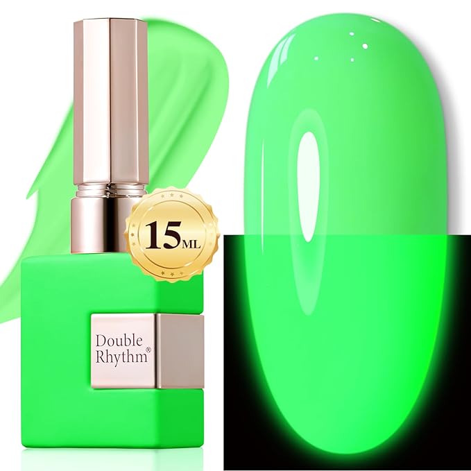 Double Rhythm 15ML Gel Nail Polish Pure Sheer Same Color Same Bottle Soak Off Gel Polish Art Manicure Salon DIY at Home for Women (Neon Light Green-A1420)